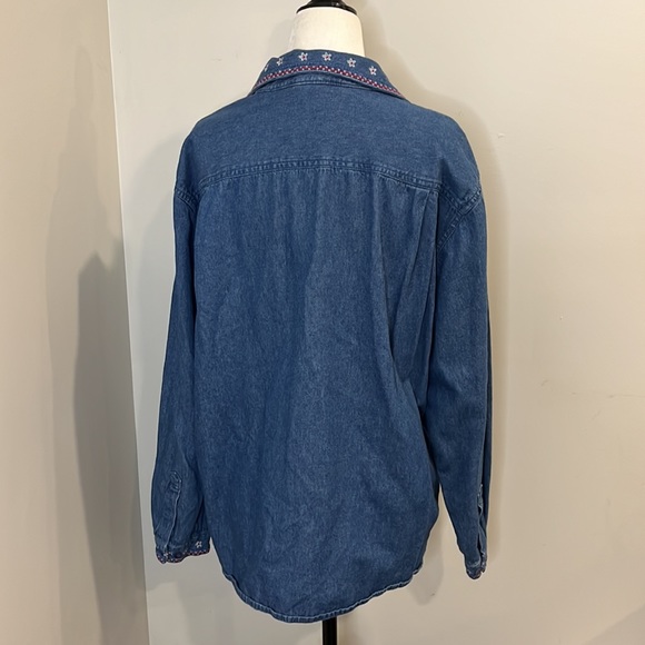 Vintage Northern‎ Reflections Denim Floral Embroidered Button Down - Picture 5 of 6